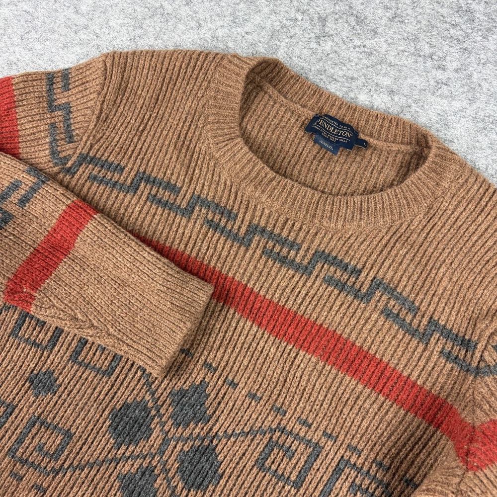 Pendleton Wool Sweater Westerly Southwest Boho Heritage Knit Women's Large Brown